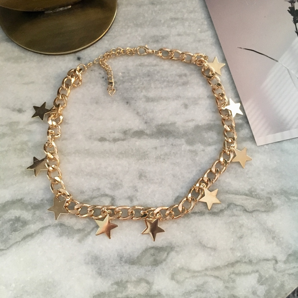 'Star Alert' Dazzling Charm Gold Chain Necklace - Picture 2 of 8